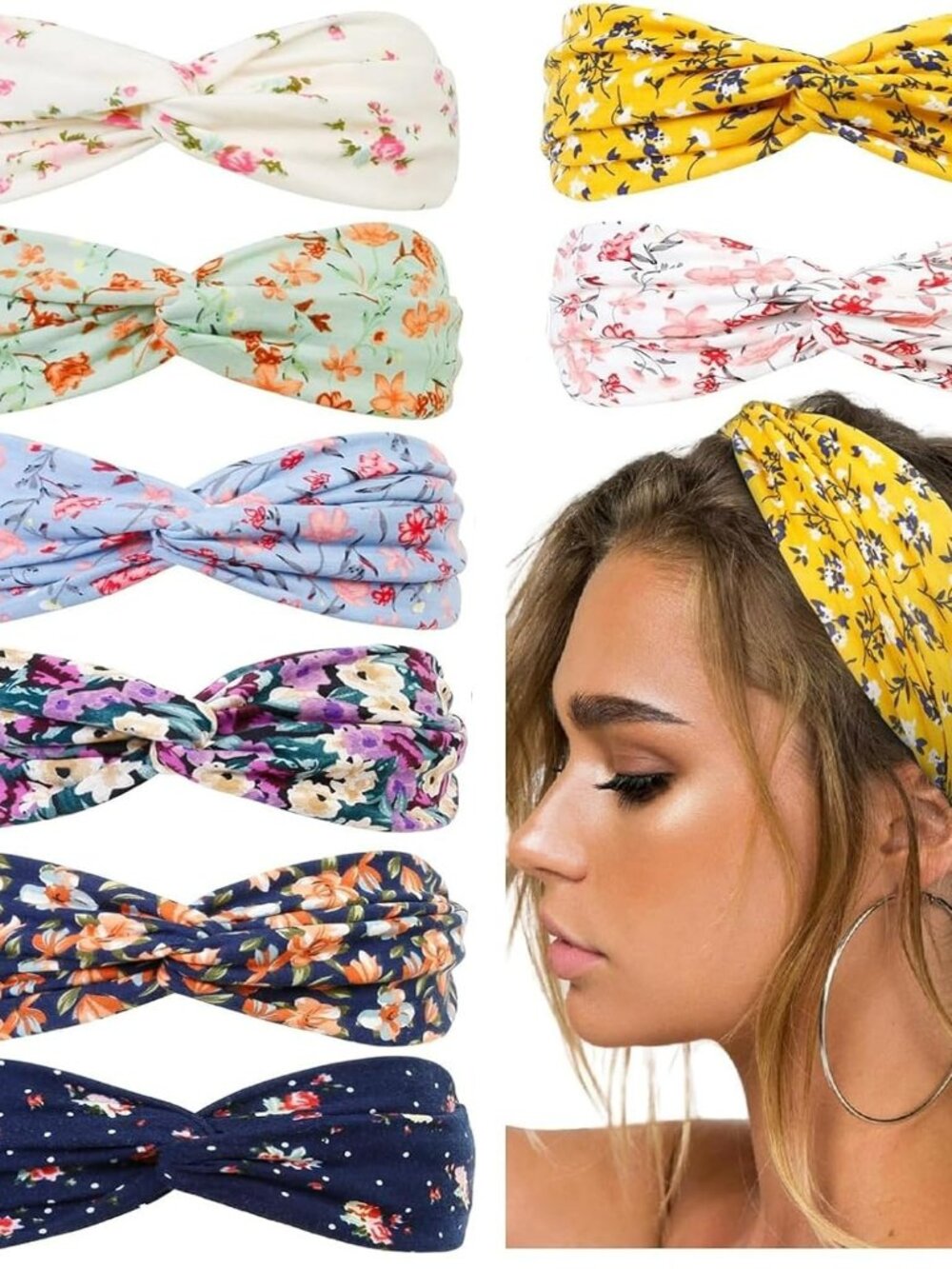 8 New Bandana Headband Boho Twist Head Wraps Elastic Hair Bandana Hair Accessory